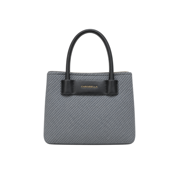 CHRISBELLA premium grey woven handbag front view