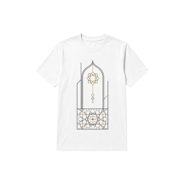 Islamic geometric art white T-shirt by Maxis Brand front view