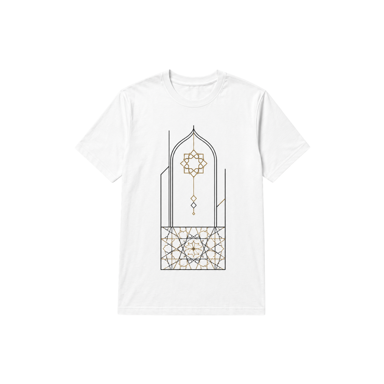 Islamic geometric art white T-shirt by Maxis Brand front view