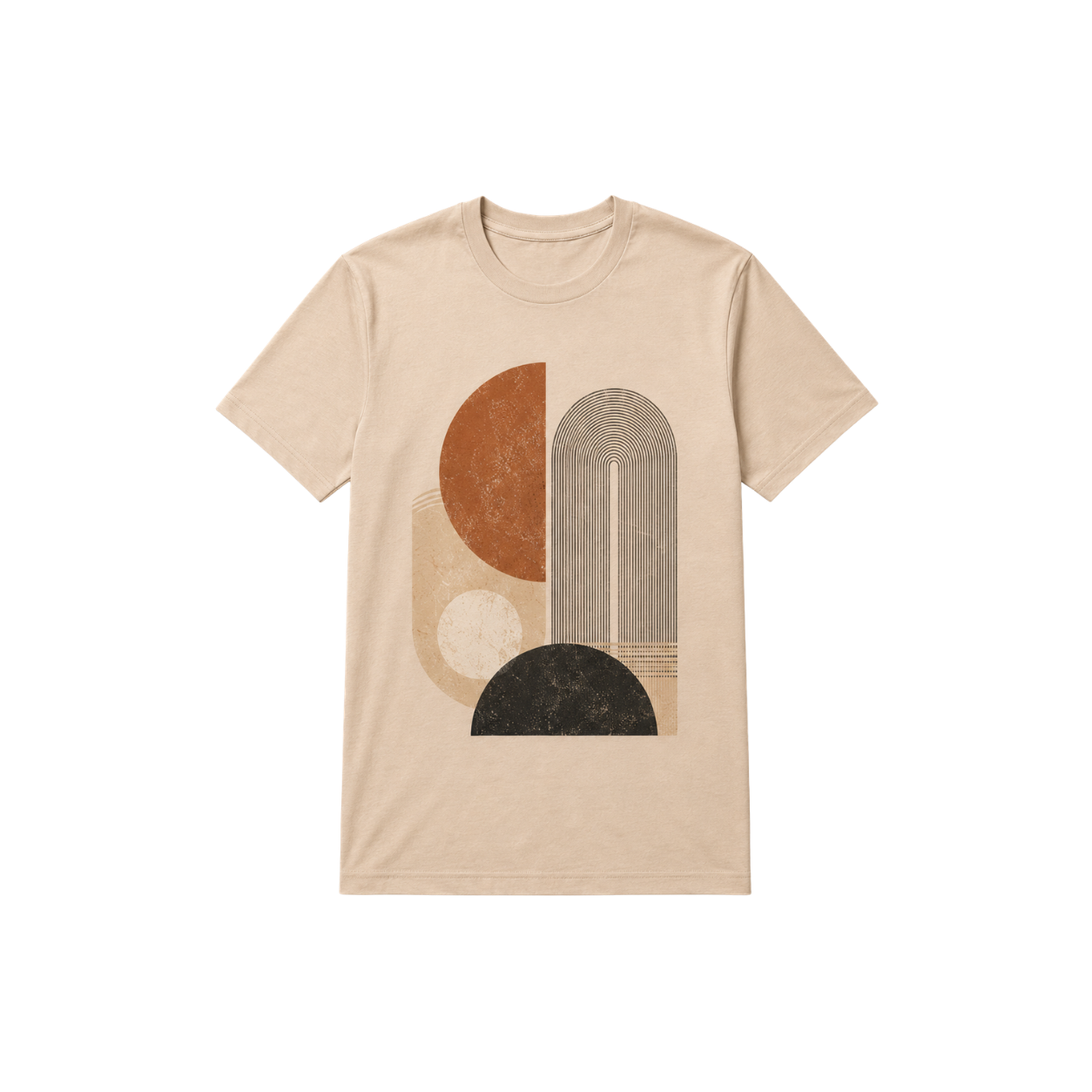 Abstract geometric art beige T-shirt by Maxis Brand front view