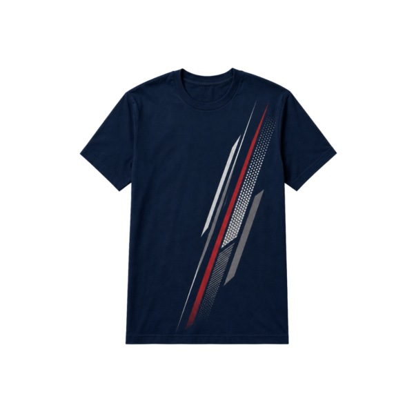 Dynamic speed stripe navy T-shirt by Maxis Brand front view