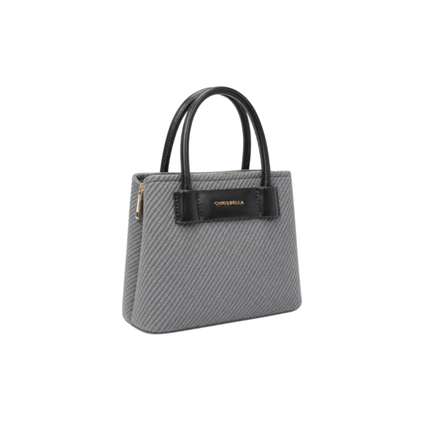 CHRISBELLA premium grey woven handbag front view