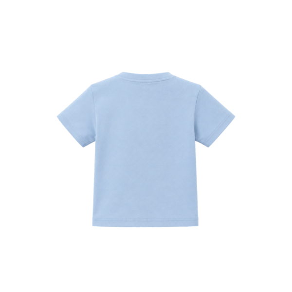 Sky-blue newborn baby T-shirt with rocket, crescent moon and mosque