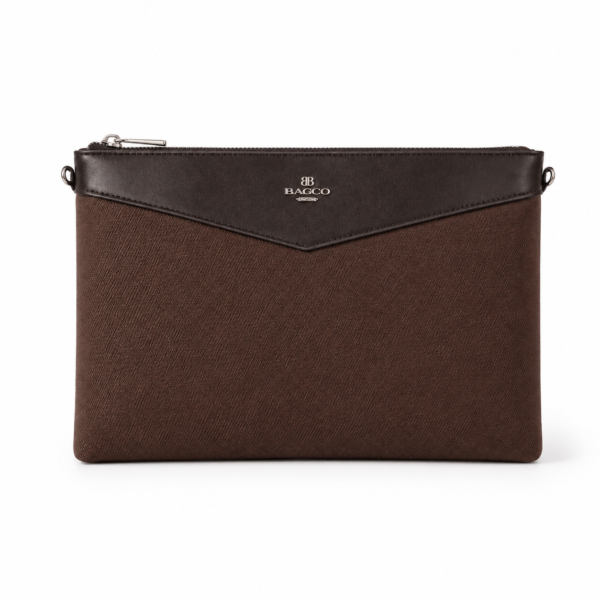 BAGCO premium brown envelope crossbody bag front view