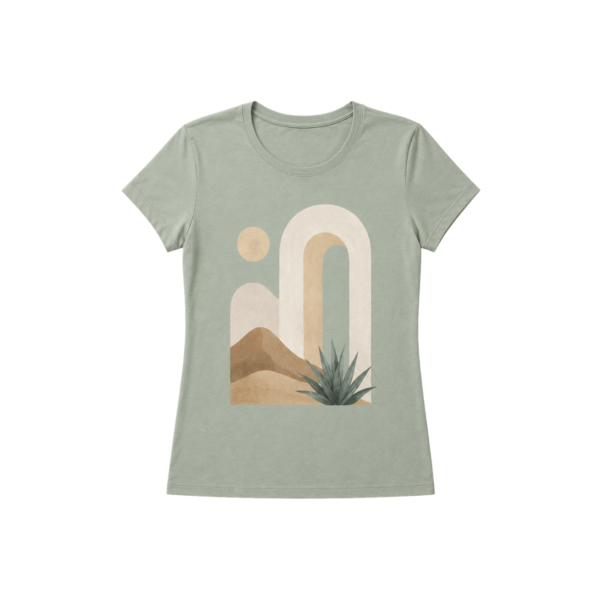 Abstract desert sage green women’s T-shirt front view
