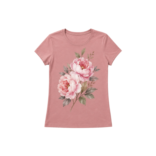 Pink floral T-shirt for women back view