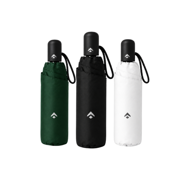 Custom logo automatic compact umbrellas in green, black and white
