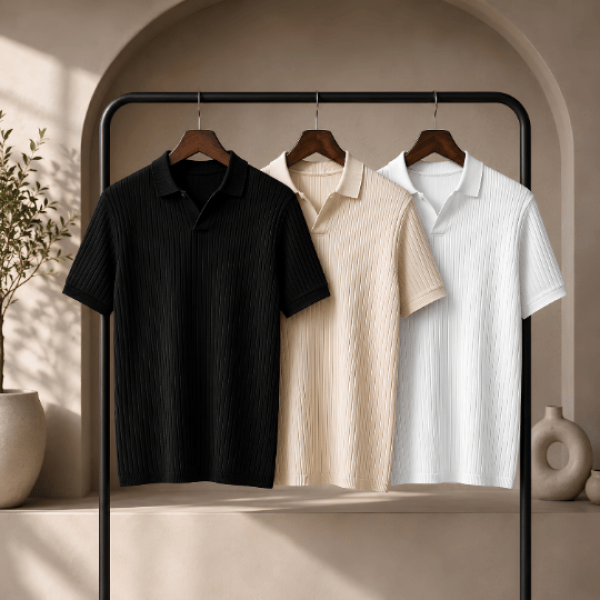 Men's Ribbed Polo T-Shirt by Maxis Brand