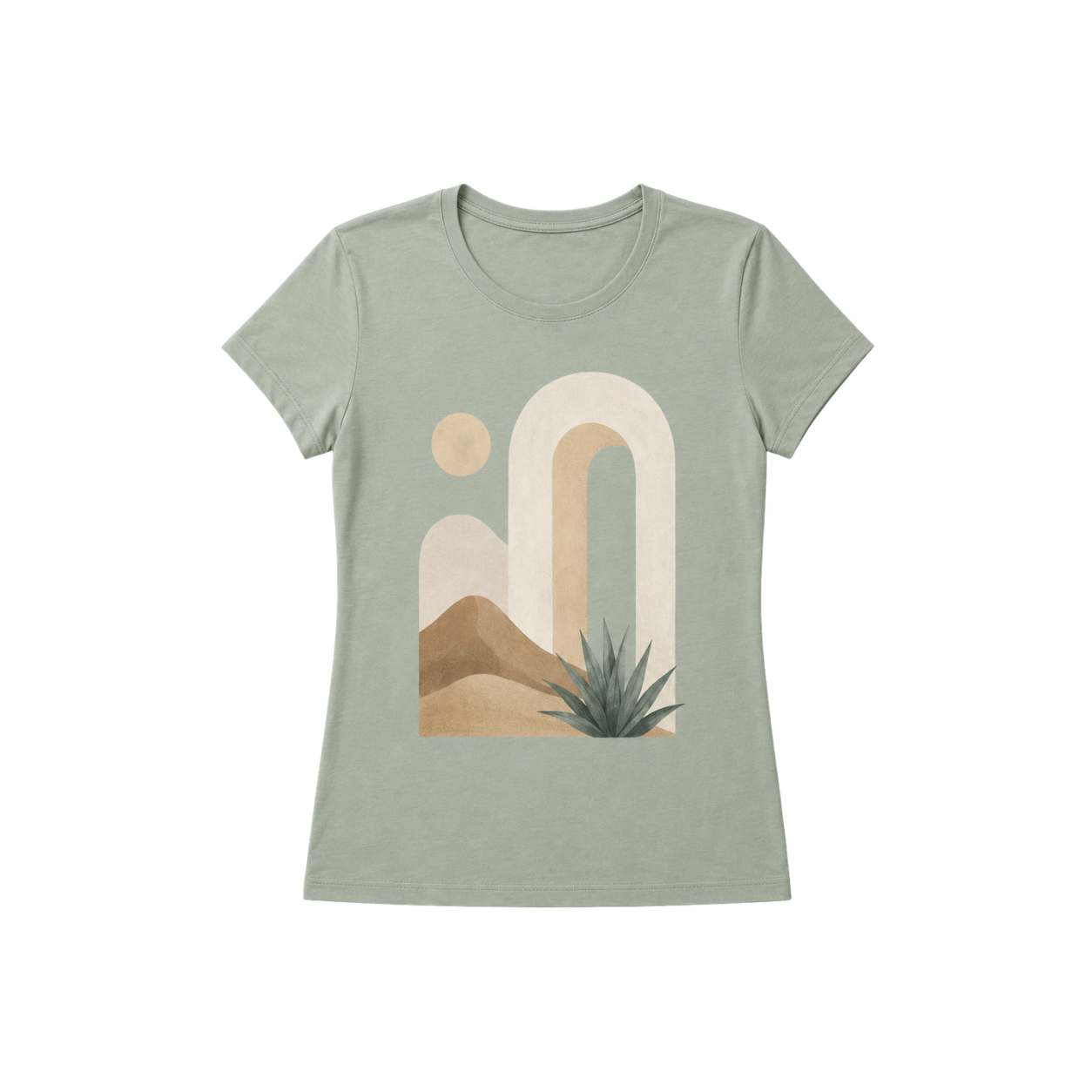 Abstract desert sage green women’s T-shirt front view