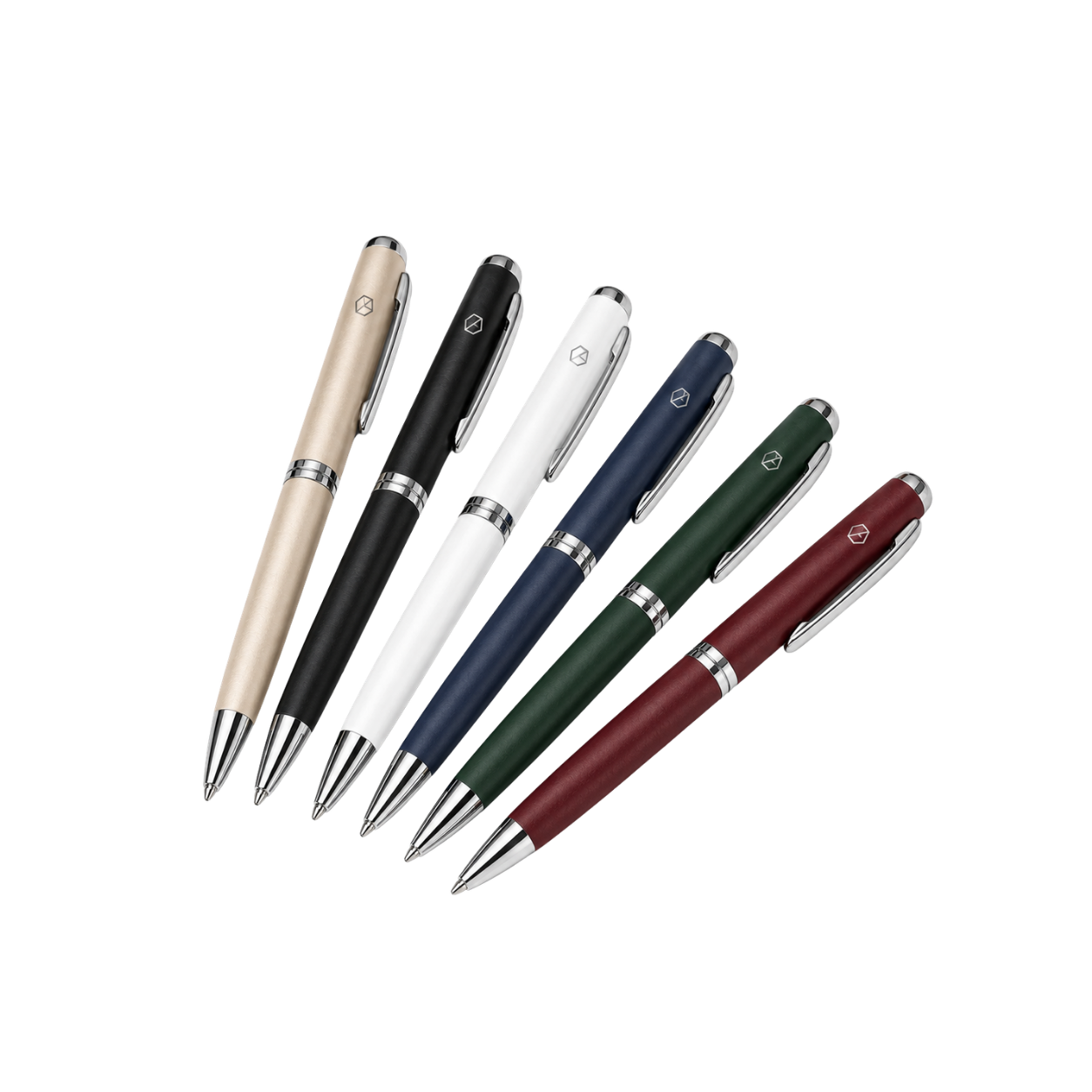Custom logo metal ballpoint pens in six premium colours