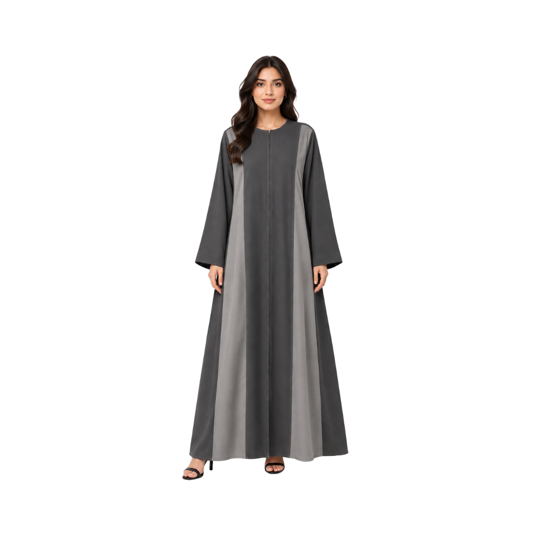Charcoal Grey Panelled Abaya by Maxis Brand