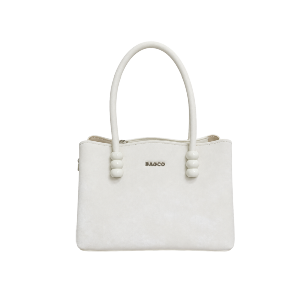 white structured handbag for women by BAGCO front view