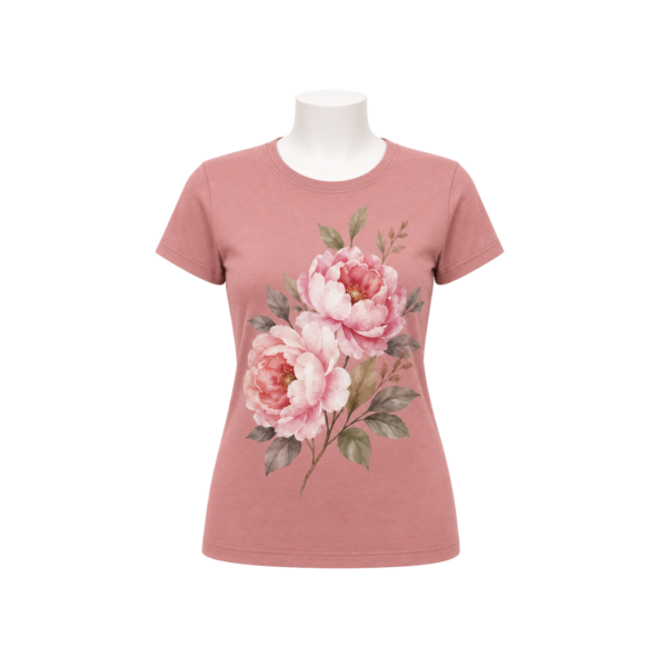Pink floral T-shirt for women back view