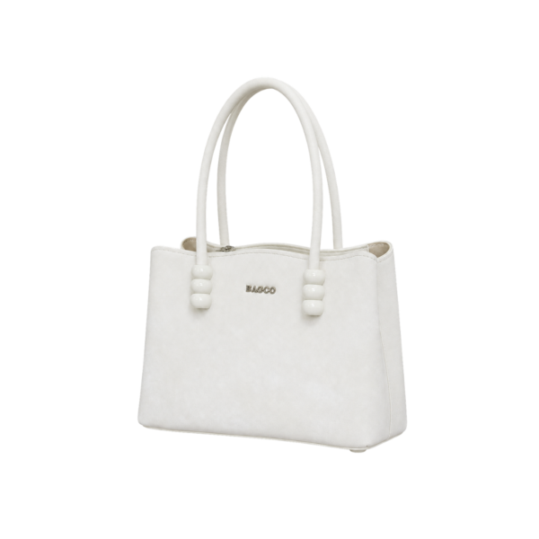 white structured handbag for women by BAGCO front view