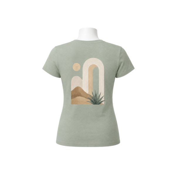 Abstract desert sage green women’s T-shirt front view