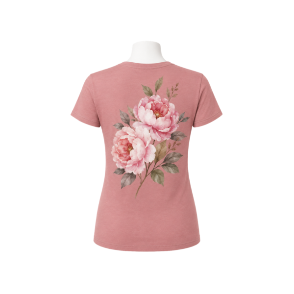 Pink floral T-shirt for women back view