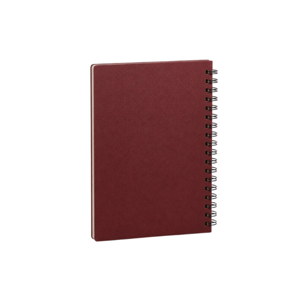 Custom logo spiral notebooks in black, burgundy, green, silver, navy and white