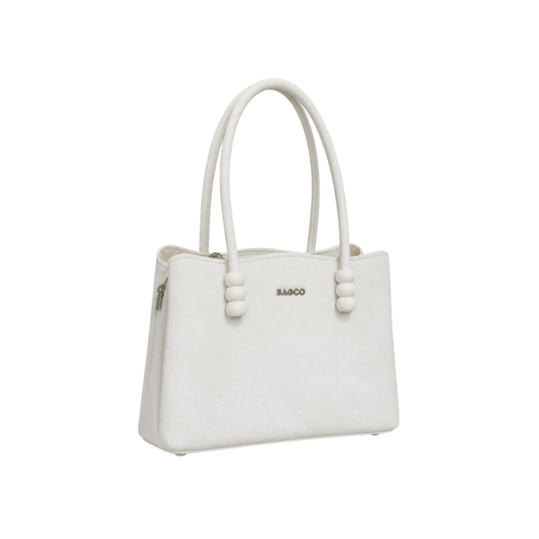 white structured handbag for women by BAGCO front view