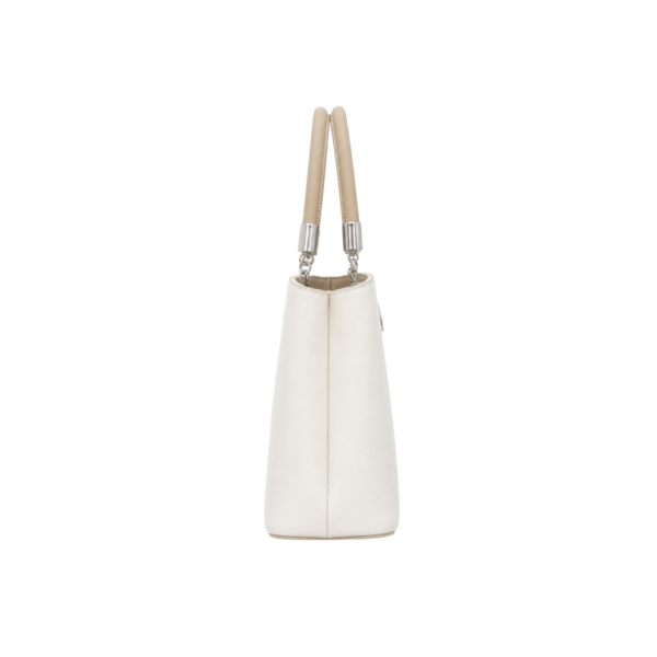 BAGCO ivory white structured handbag for women with beige handles