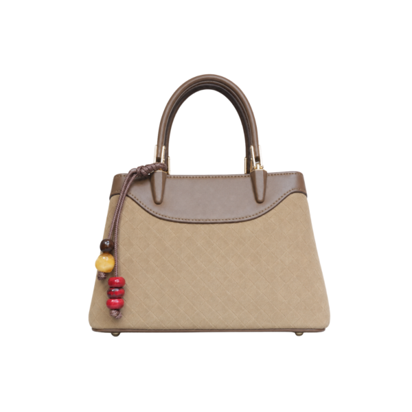 beige woven handbag for women by BAGCO front view