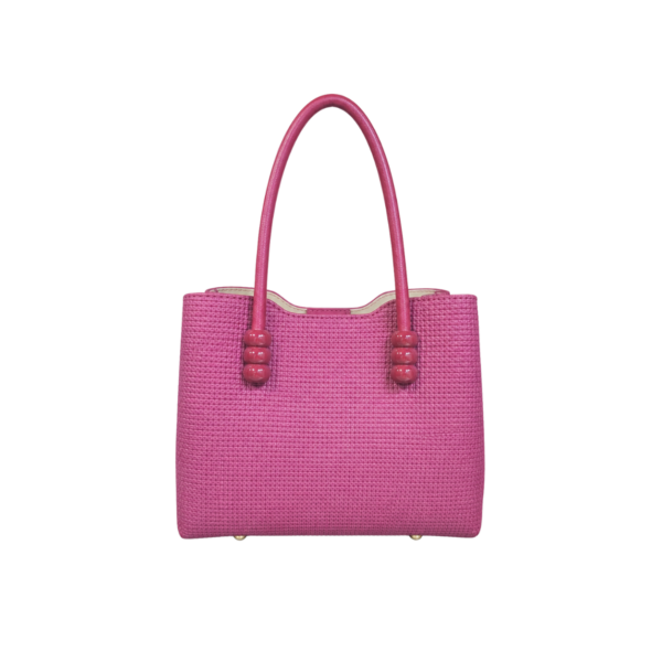 pink textured handbag for women by BAGCO front view