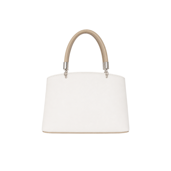 BAGCO ivory white structured handbag for women with beige handles