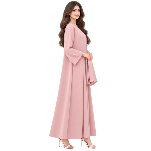 Maxis Brand dusty pink flowing abaya for women with wide sleeves