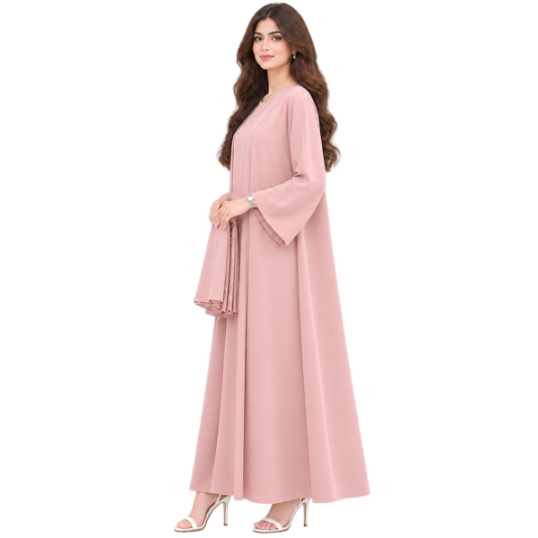 Maxis Brand dusty pink flowing abaya for women with wide sleeves