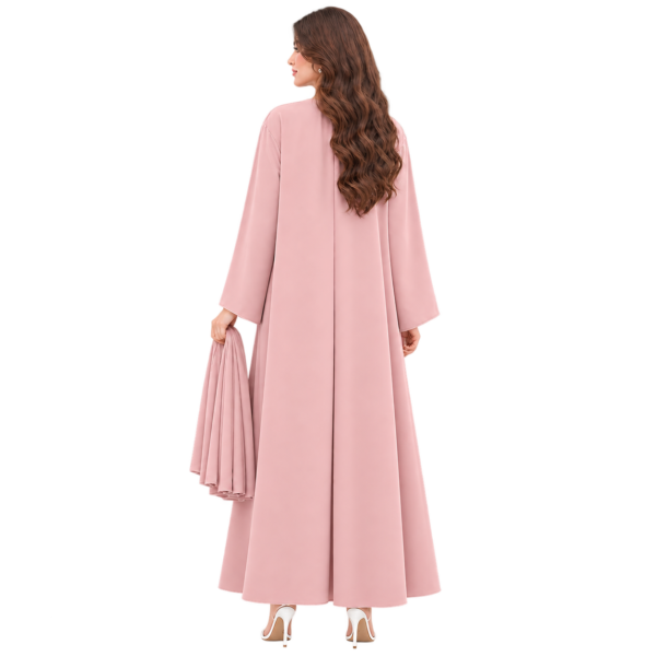 Maxis Brand dusty pink flowing abaya for women with wide sleeves