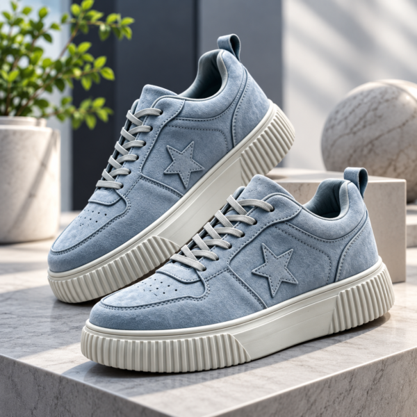 Men’s light blue lace-up sneakers with star side detail by Maxis Brand